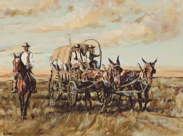 アメリカ西部に物資を運ぶ仲間たち Oil Paintings